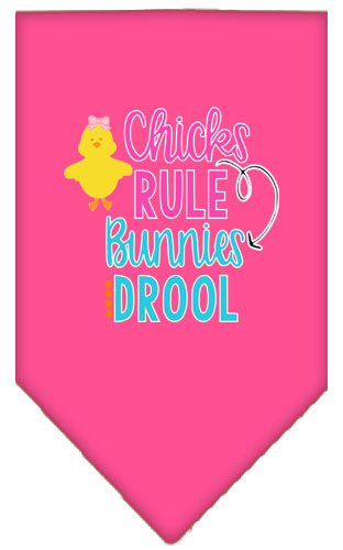 Chicks Rule Screen Print Bandana Bright Pink Small